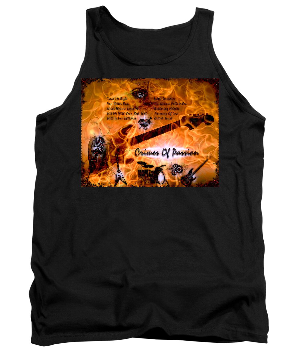 Rock Music Tank Top featuring the digital art Crimes Of Passion by Michael Damiani