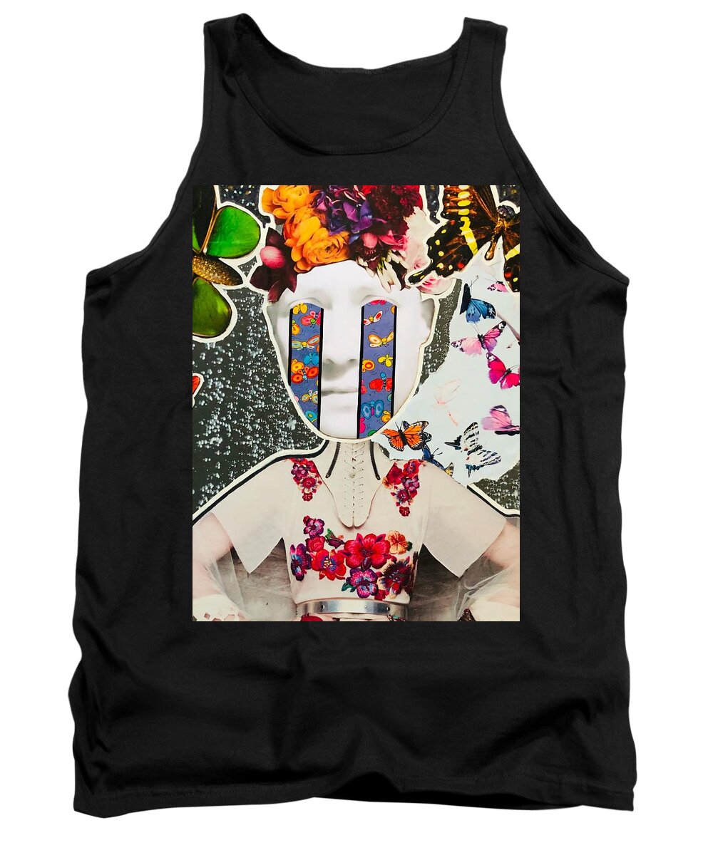 Collage Tank Top featuring the mixed media CRY by Tanja Leuenberger