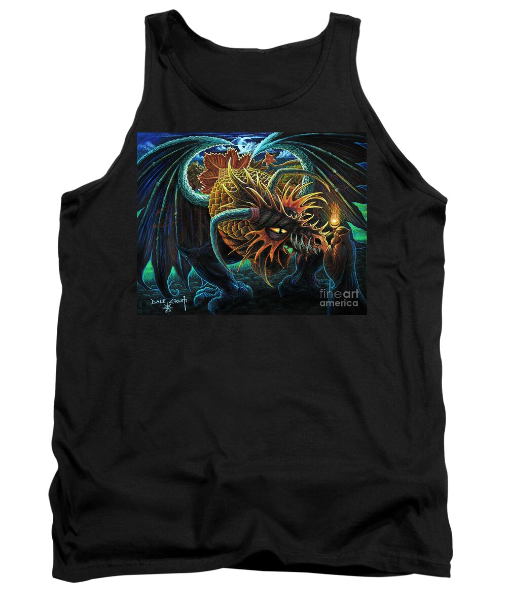 #dragon Tank Top featuring the drawing Dc The Dragon Tamer by Dale Crum