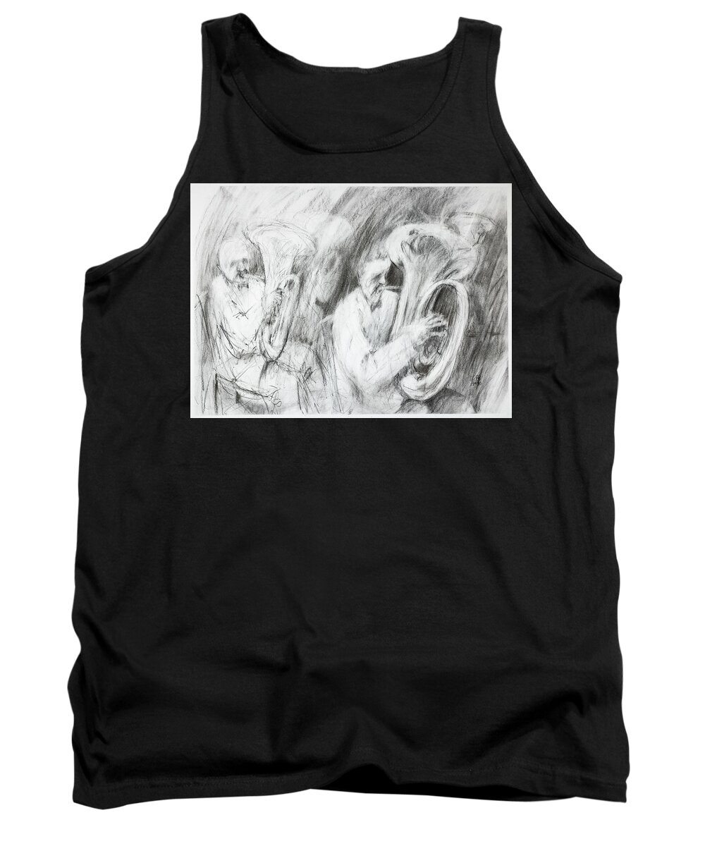 Dso Tank Top featuring the drawing DSO Brass by Lisa Tennant