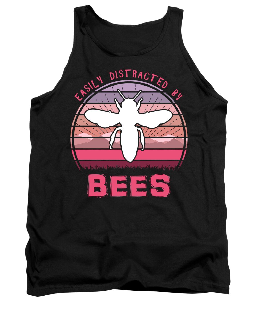 Easily Tank Top featuring the digital art Easily Distracted By Bees Pink Sunset by Filip Schpindel
