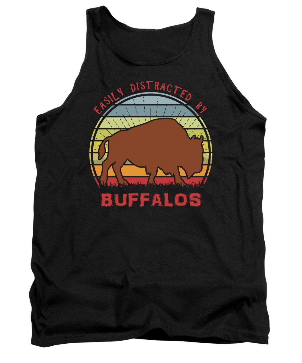 Easily Tank Top featuring the digital art Easily Distracted By Buffalos by Filip Schpindel