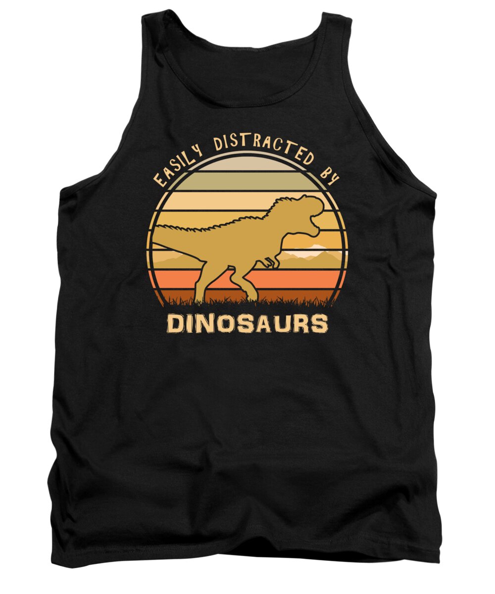 Easily Tank Top featuring the digital art Easily Distracted By Dinosaurs Sunset by Filip Schpindel