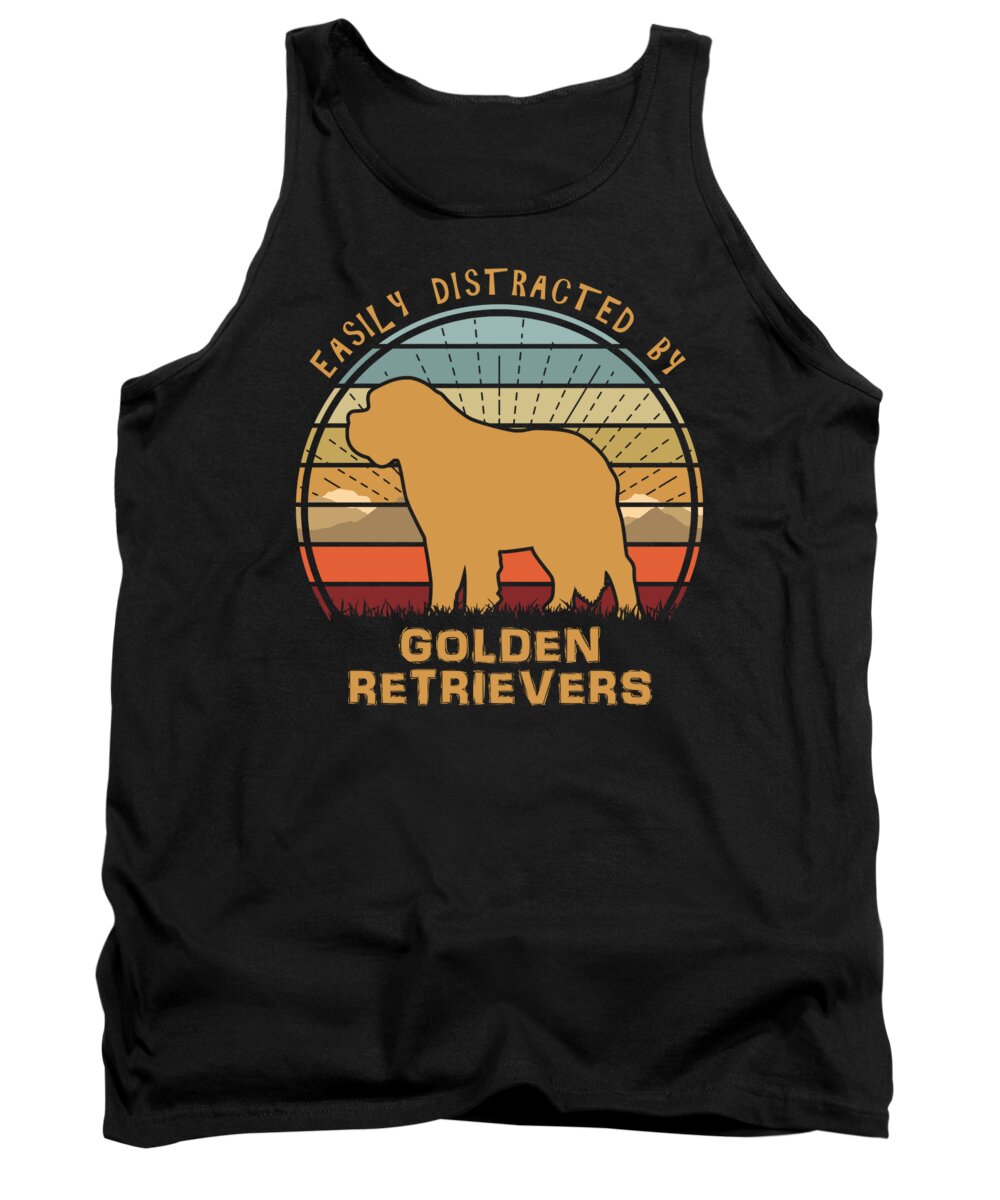 Easily Tank Top featuring the digital art Easily Distracted By Golden Retrievers by Filip Schpindel