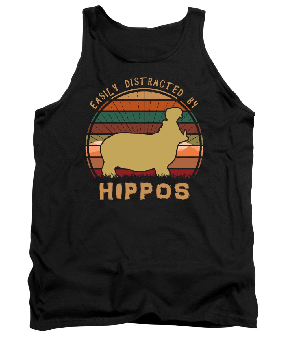 Easily Tank Top featuring the digital art Easily Distracted By Hippos by Megan Miller