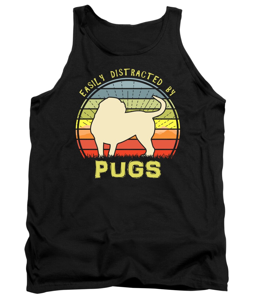 Easily Tank Top featuring the digital art Easily Distracted By Pugs by Filip Schpindel