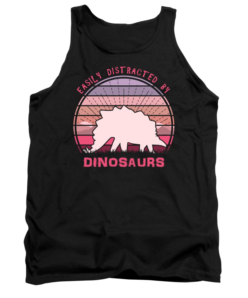 Easily Tank Top featuring the digital art Easily Distracted By Stegosaurus Dinosaurs by Filip Schpindel