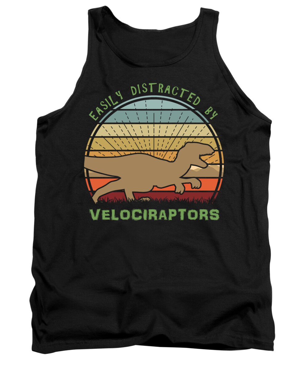 Easily Tank Top featuring the digital art Easily Distracted By Velociraptor Dinosaurs by Filip Schpindel