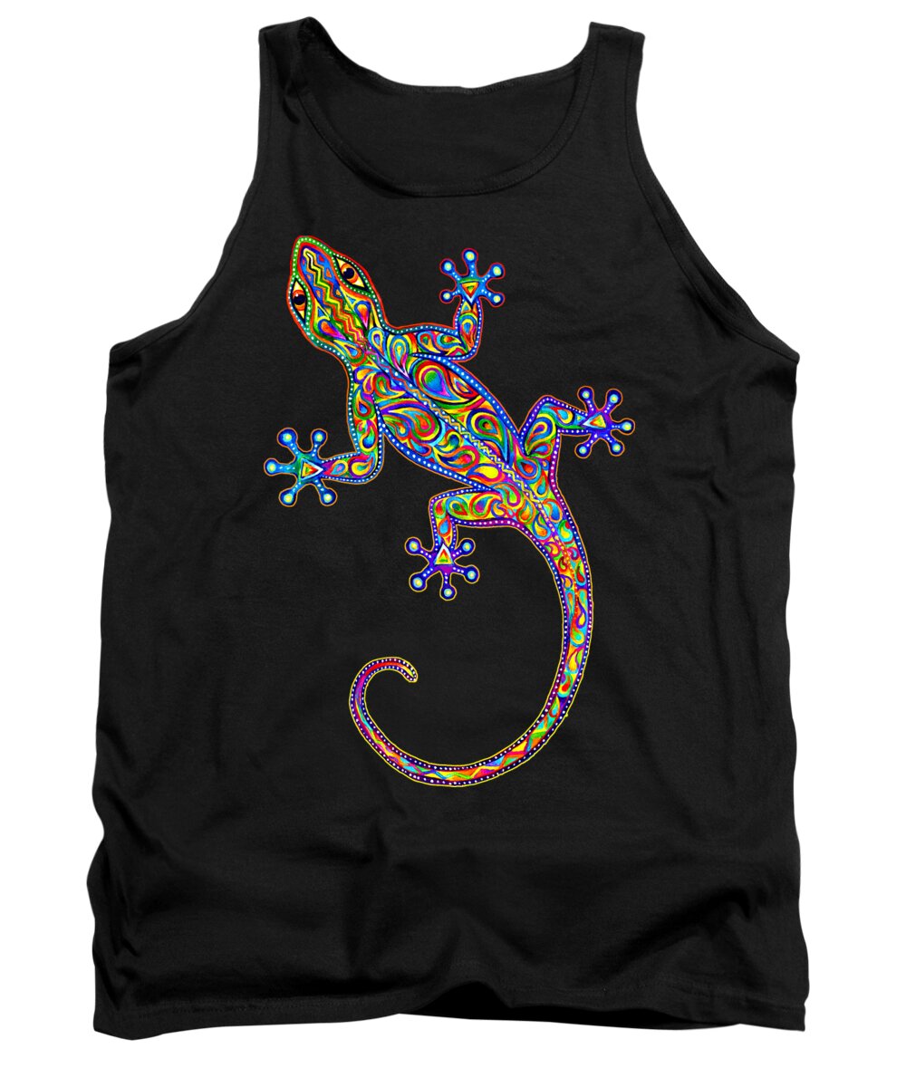Gecko Tank Top featuring the painting Electric Gecko by Rebecca Wang