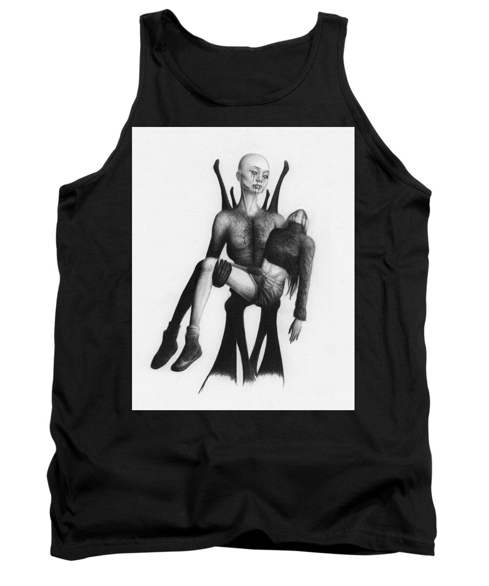 Horror Tank Top featuring the drawing Face Eater - Artwork by Ryan Nieves