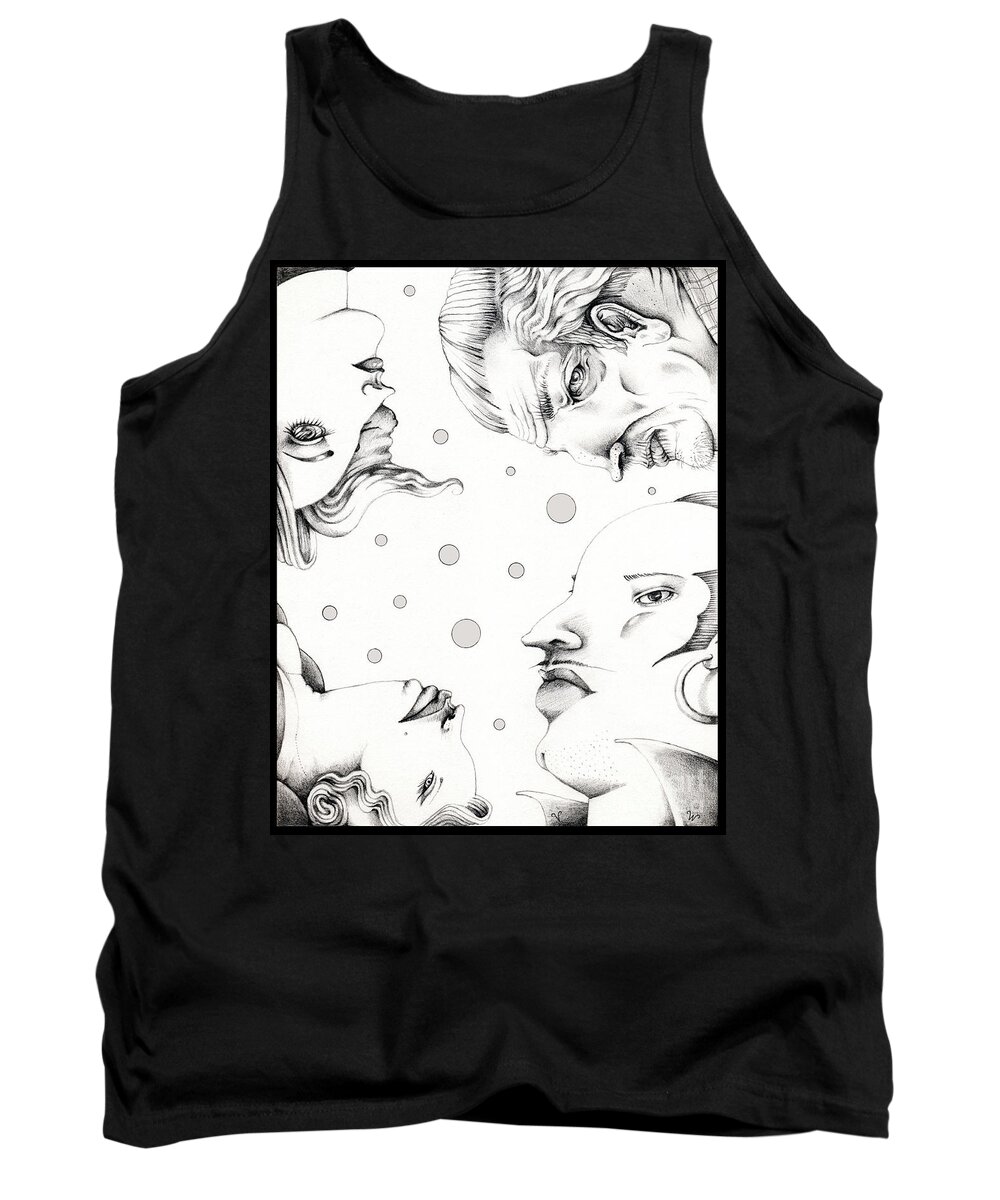 Family Tank Top featuring the drawing Family Portrait by Valerie White