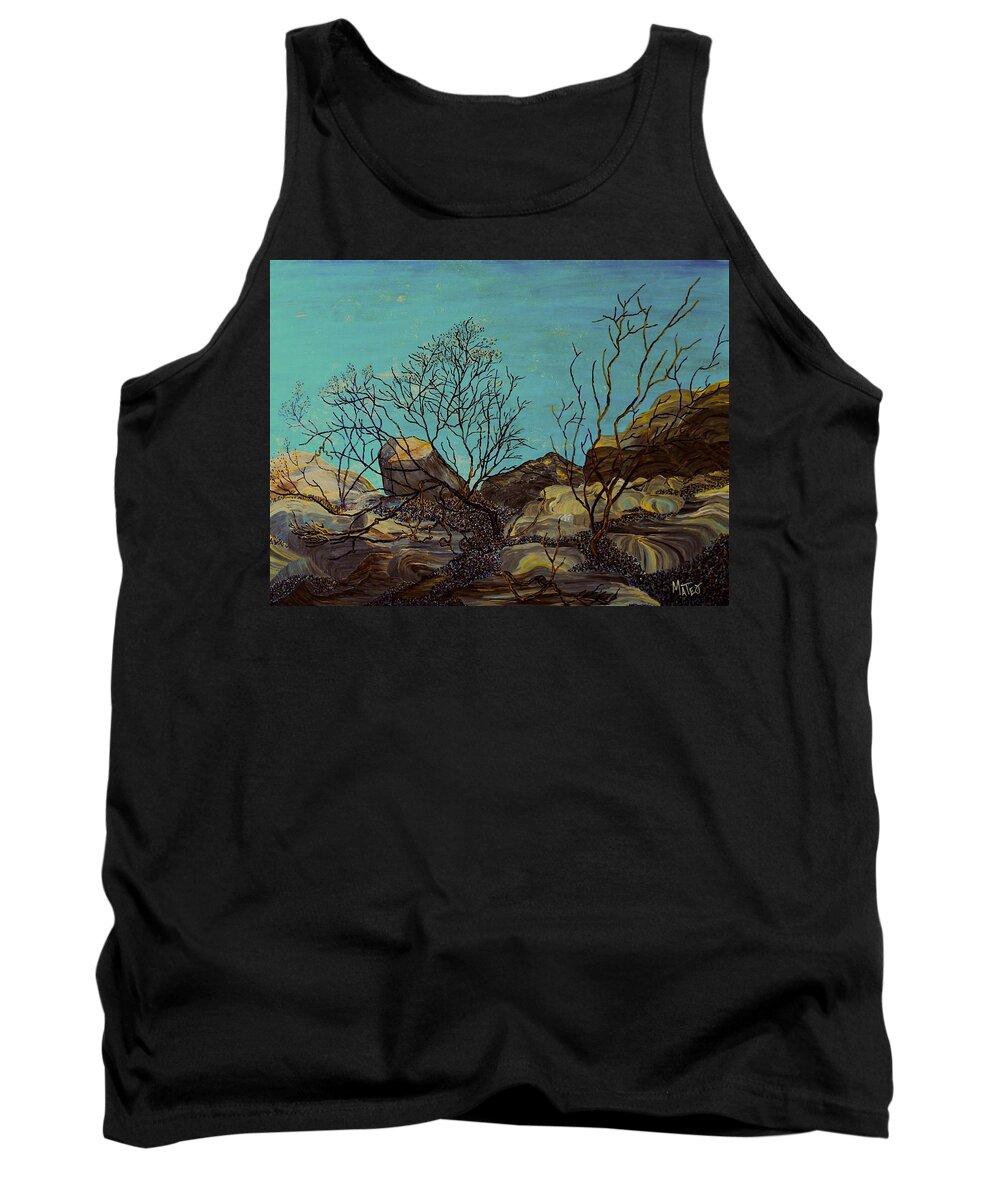 Landscape Tank Top featuring the painting Fire and rain. Santa Susana Pass, Los Angeles. by ArtStudio Mateo
