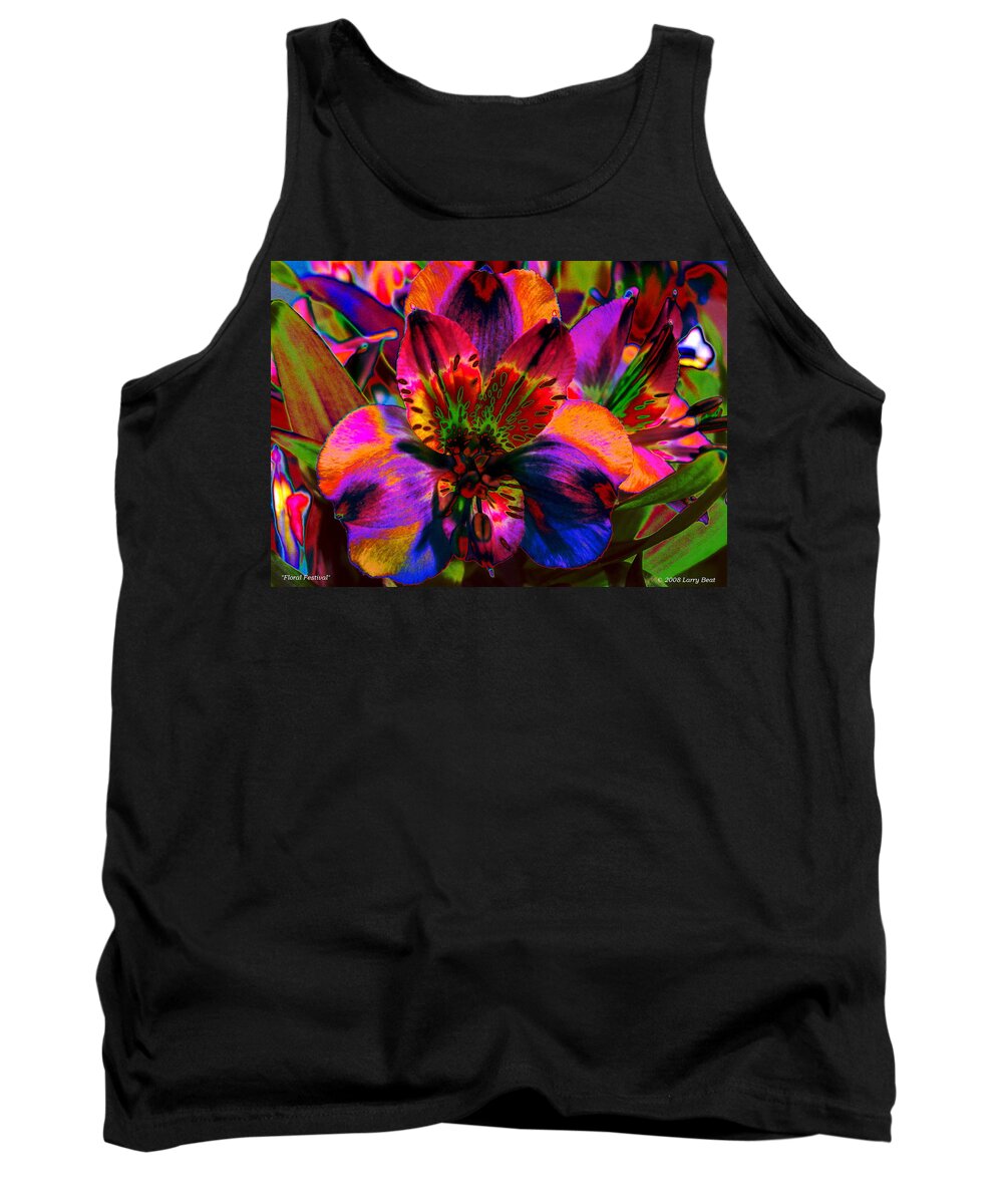 Flower Tank Top featuring the digital art Floral Festival by Larry Beat