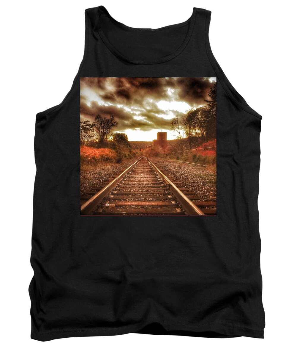 Railroad Tank Top featuring the photograph Freiot Avenue Crossing by Robert Dann