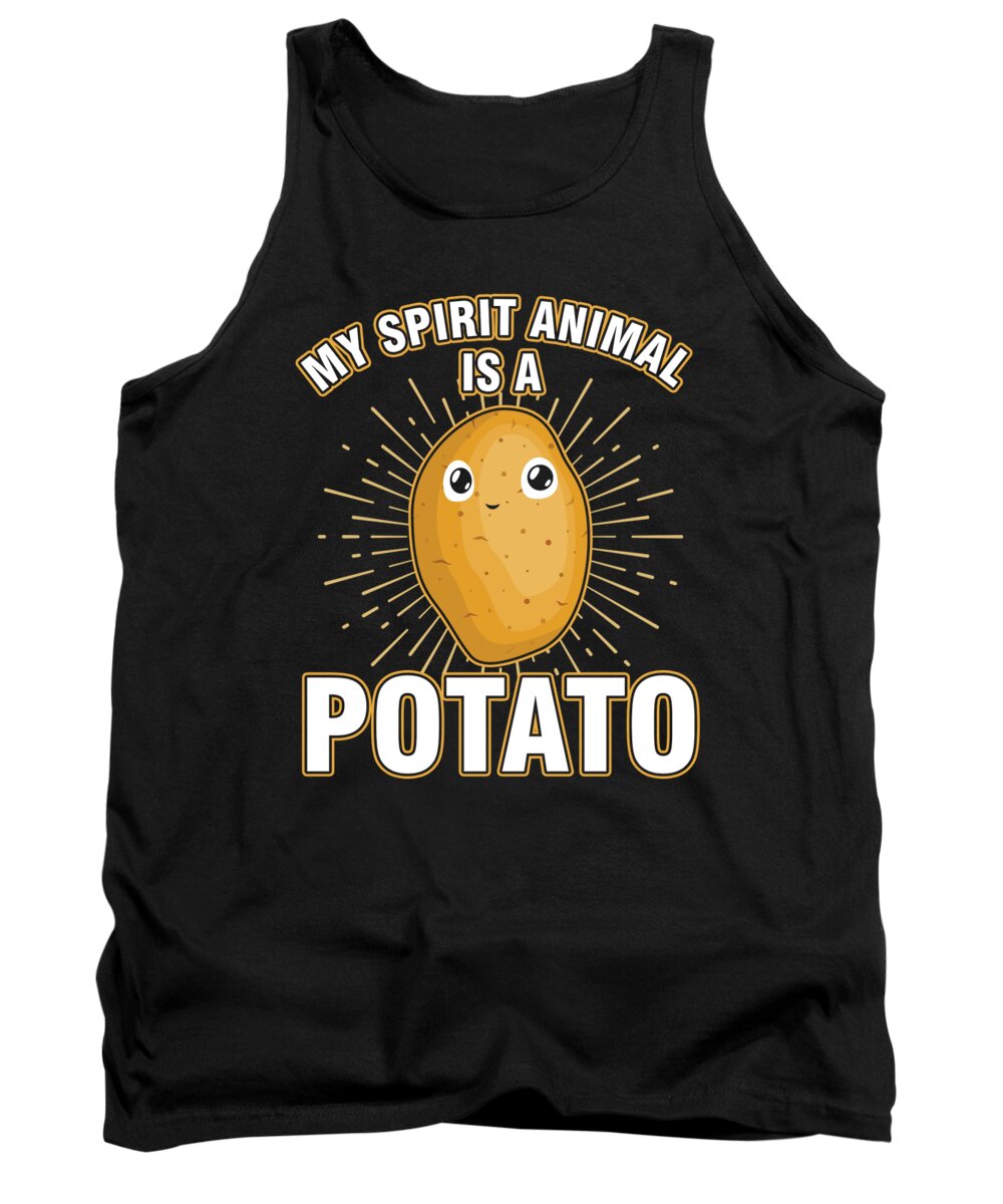 Fries Lovers Tank Top featuring the digital art Fries Funny Puns Foodies Food Lovers Gift My Spirit Animal Is A Potato by Thomas Larch