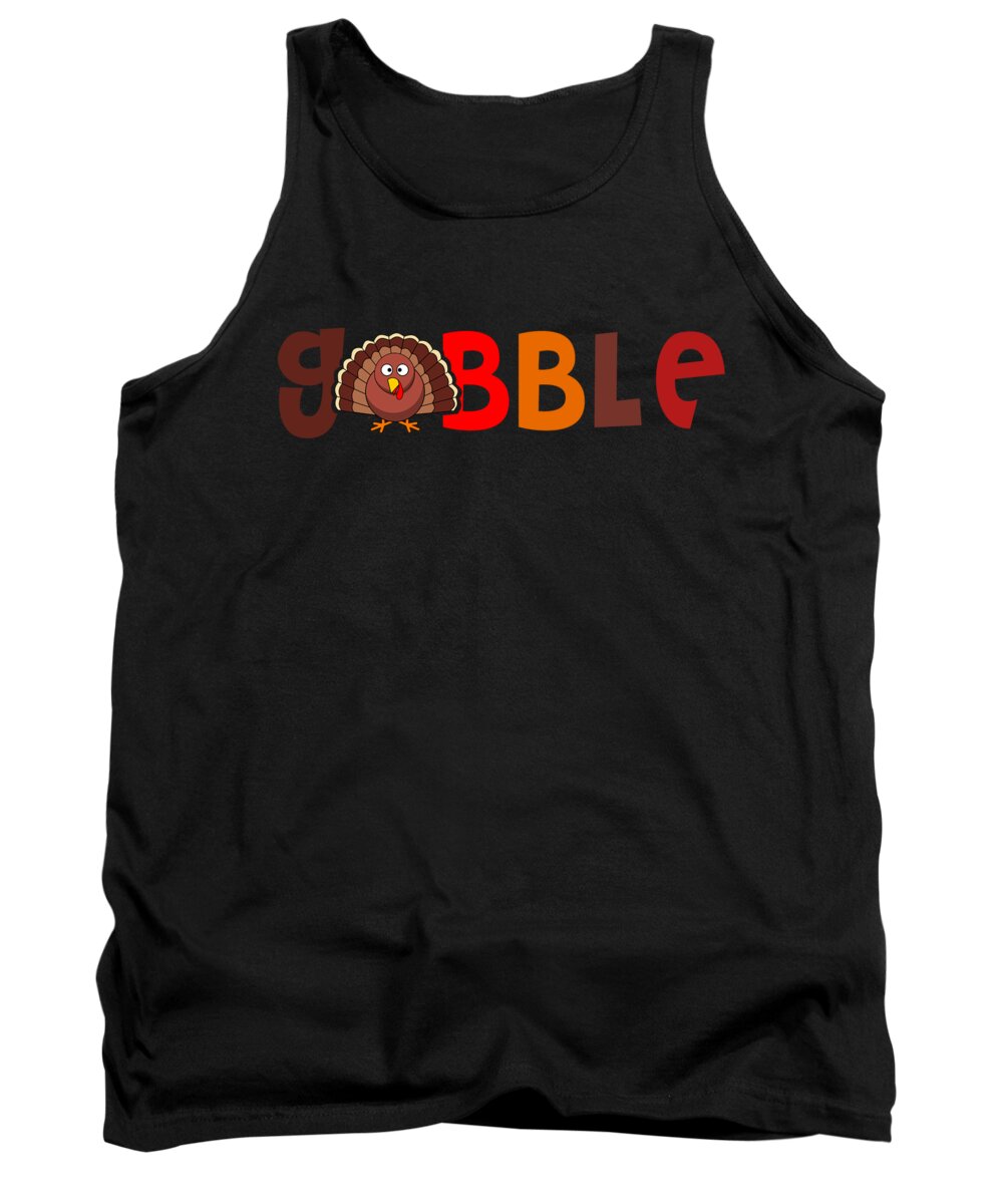 Thanksgiving Turkey Tank Top featuring the digital art Gobble Cute Thanksgiving Turkey Day by Jacob Zelazny