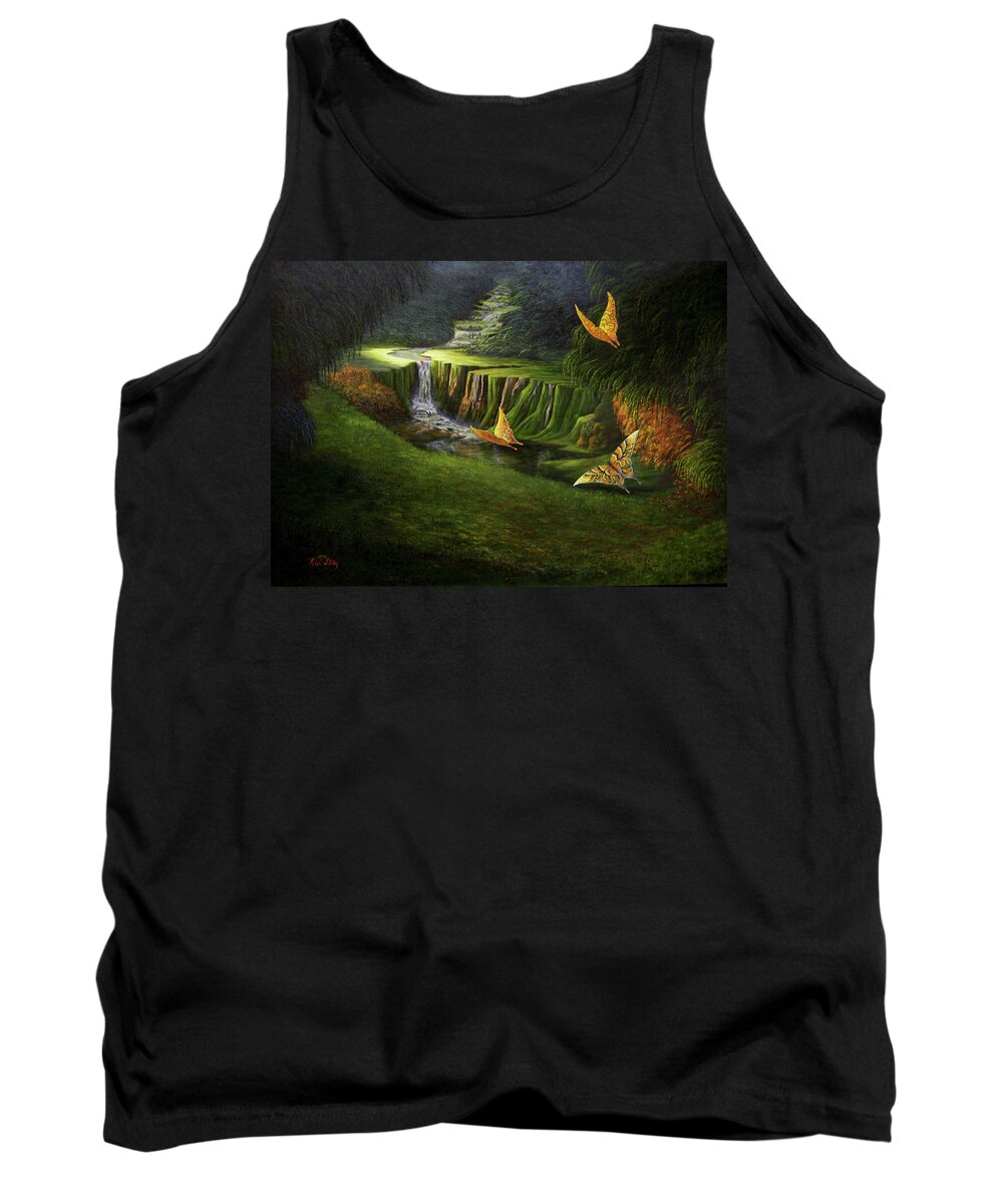 Butterflies Tank Top featuring the painting Gods Promise by Loxi Sibley