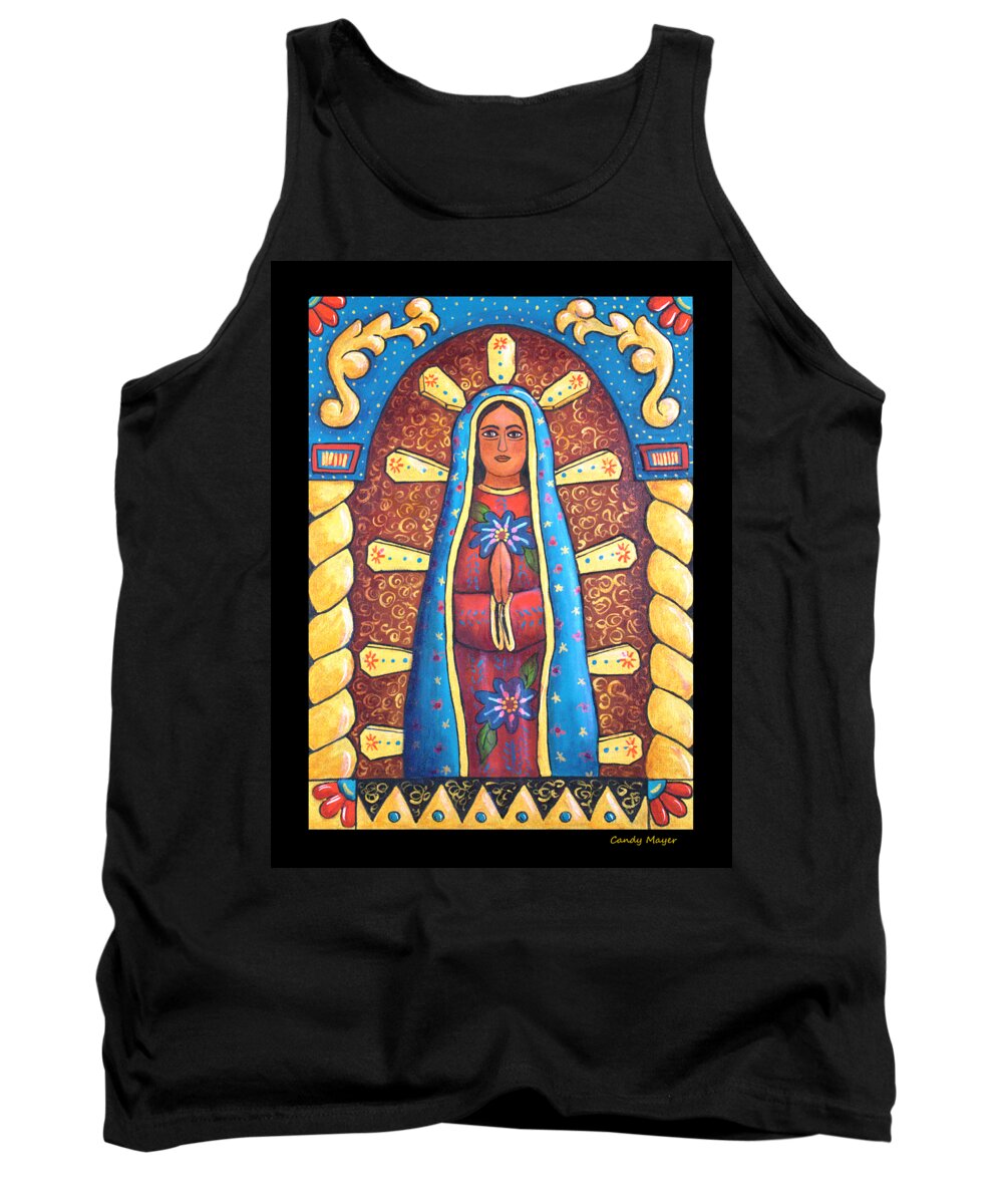 Guadalupe Tank Top featuring the painting Guadalupe Retablo by Candy Mayer