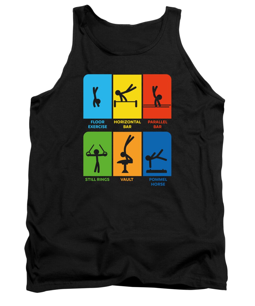 Gymnastics Leotards Tank Top featuring the digital art Gymnastics Mens Gymnastics Events Gymnast Fitness Aerobics by Toms Tee Store