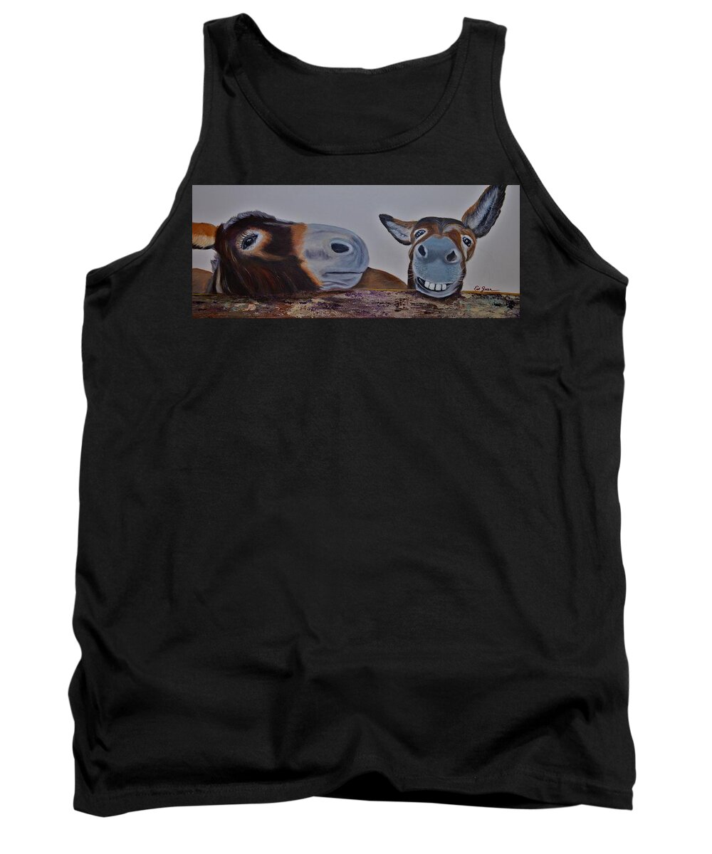 Donkey Tank Top featuring the painting Hey Handsome by Evi Green