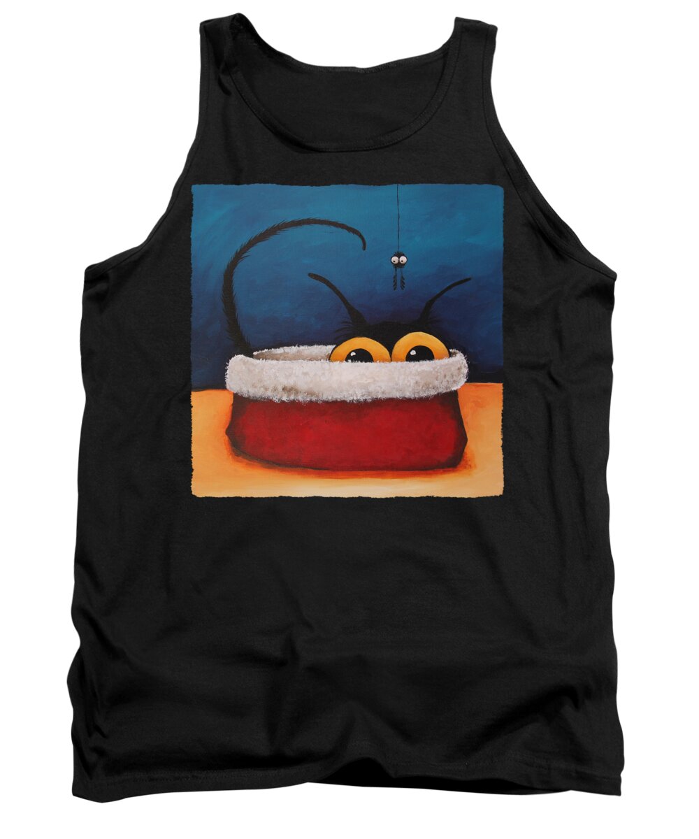 Stressie Cat Tank Top featuring the painting Hiding out by Lucia Stewart