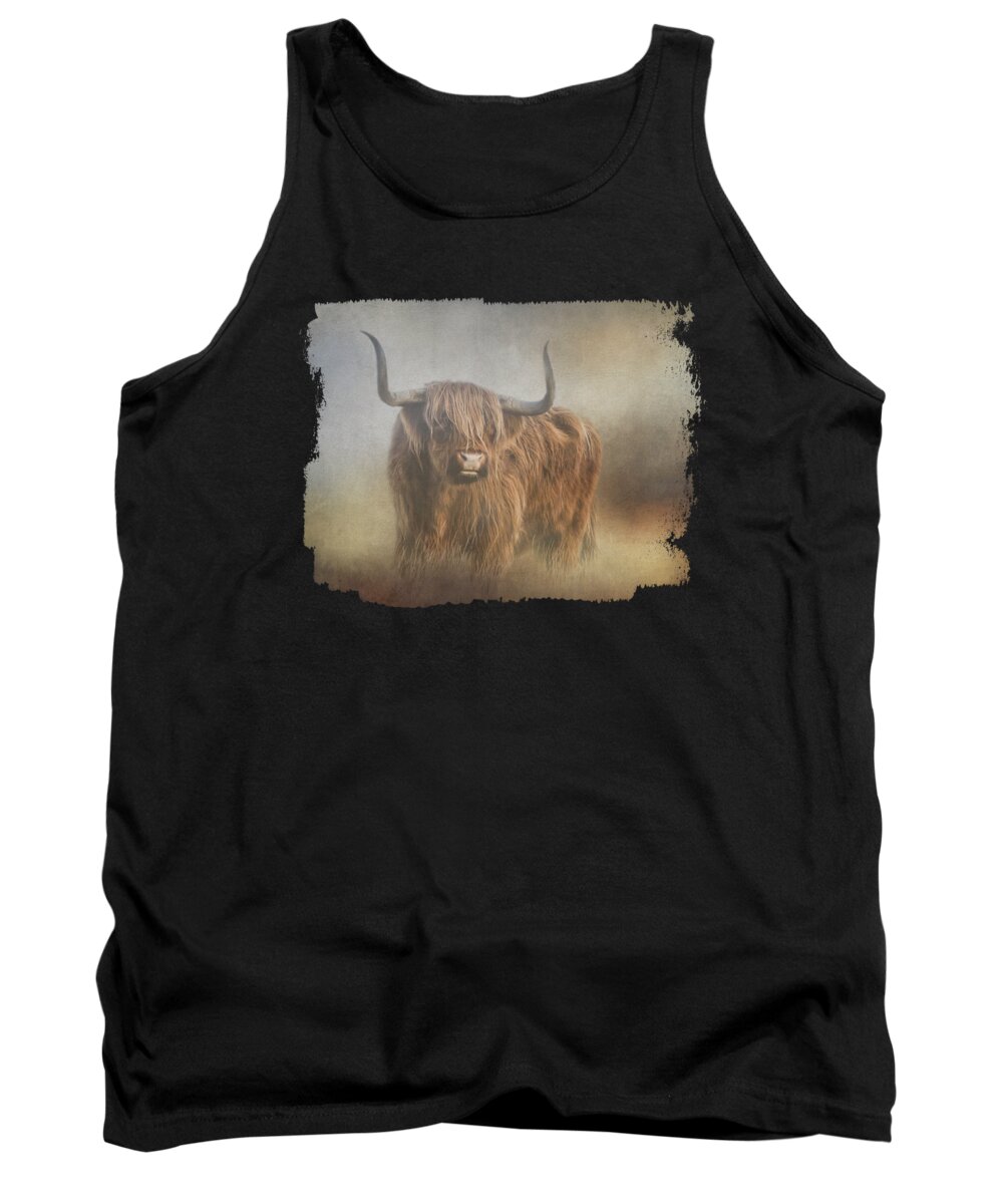 Highland Cow Tank Top featuring the mixed media Highland Cow by Elisabeth Lucas