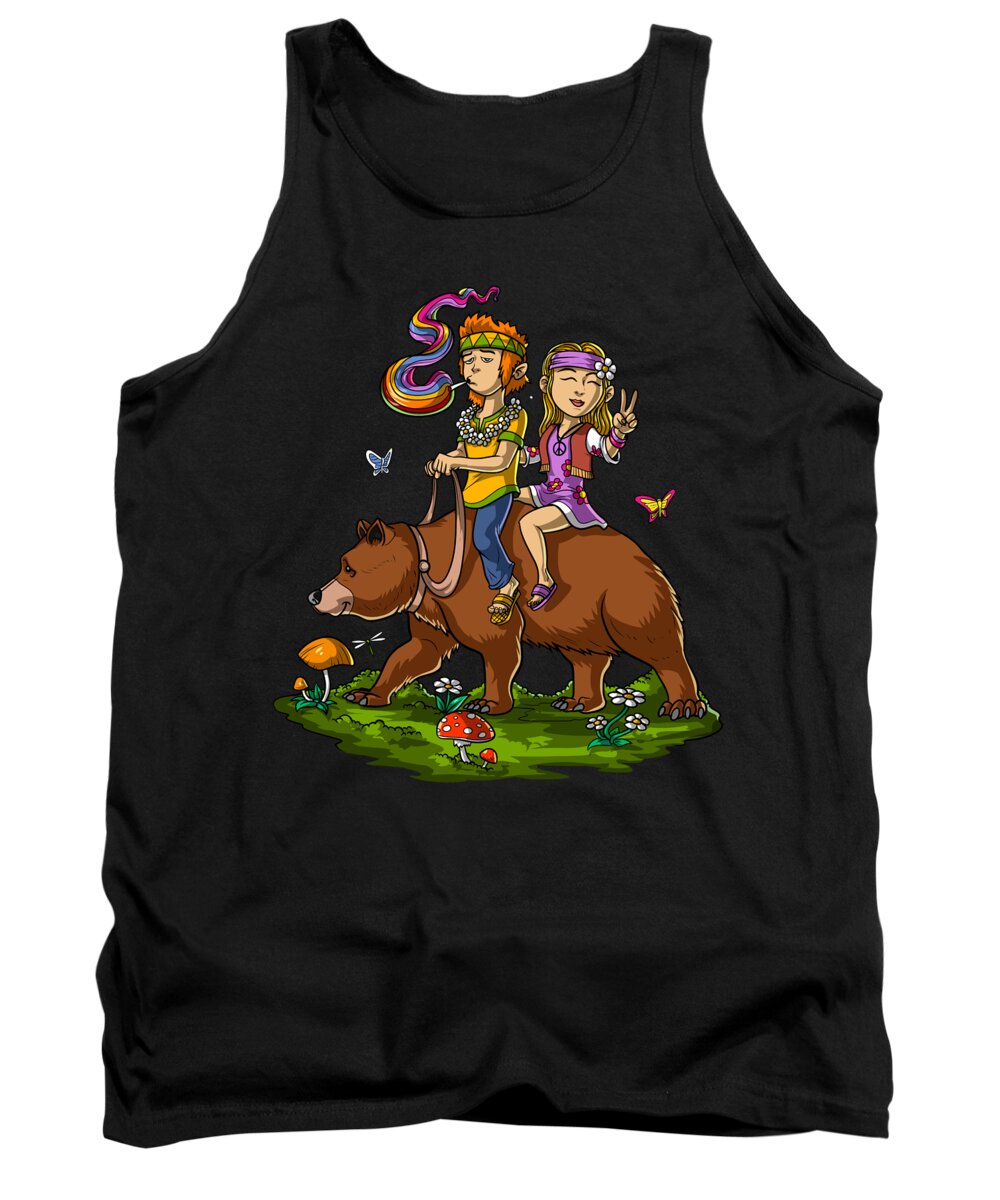 Festival Tank Top featuring the digital art Hippie Forest Adventure by Nikolay Todorov