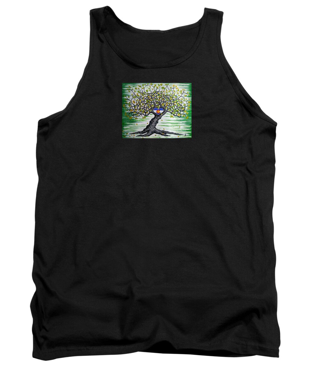 Home Tank Top featuring the drawing Home w/ Colorado flag Love Tree by Aaron Bombalicki