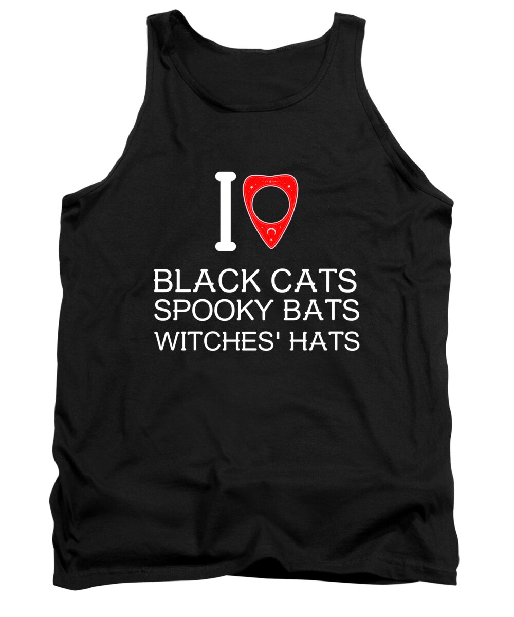 Halloween Tank Top featuring the digital art I Love Black Cat Spooky Bats Witches Hats by Flippin Sweet Gear
