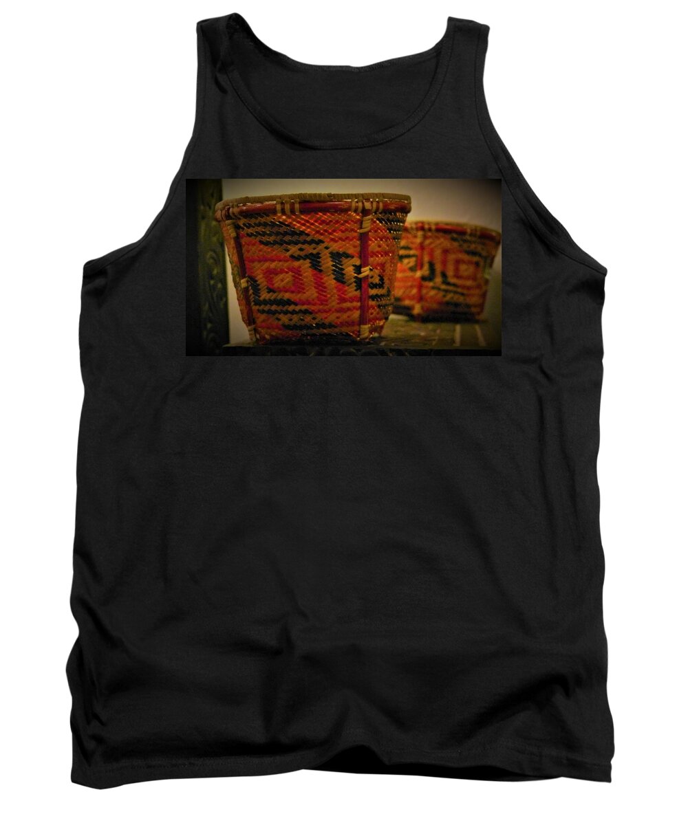 Iban Tank Top featuring the photograph Iban tribal basket from Borneo 1 by Robert Bociaga