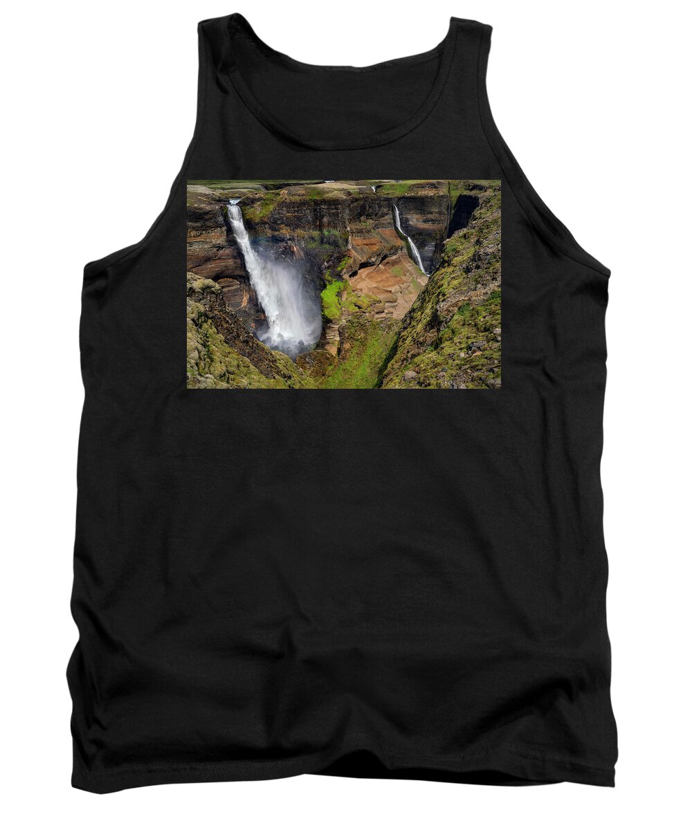 Iceland Tank Top featuring the photograph Iceland - Haifoss by Olivier Parent