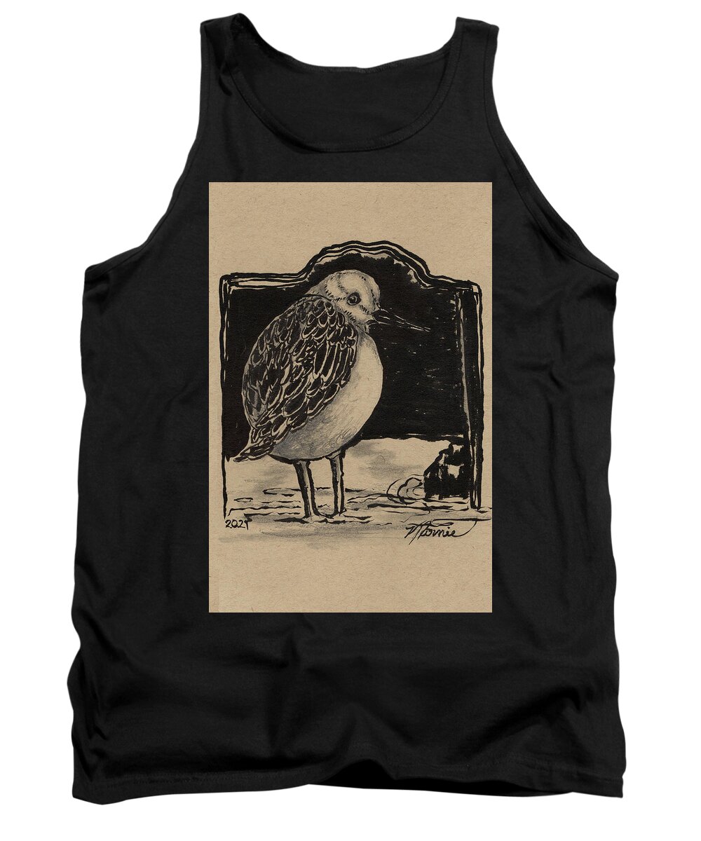 Birds Tank Top featuring the drawing I'm Listening by Marnie Clark
