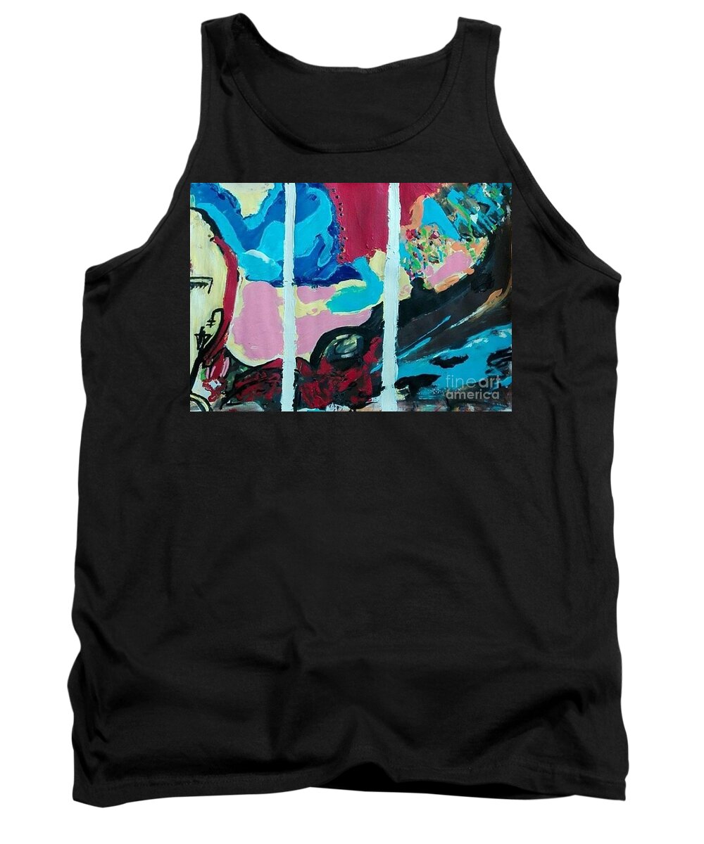 Abstract Tank Top featuring the painting Imagination Triptych by Denise Morgan