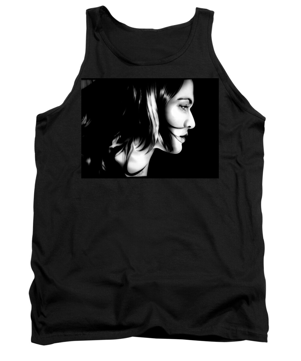 Angela Dodson Tank Top featuring the drawing Isabel - Constantine - Black and White Version by Fred Larucci