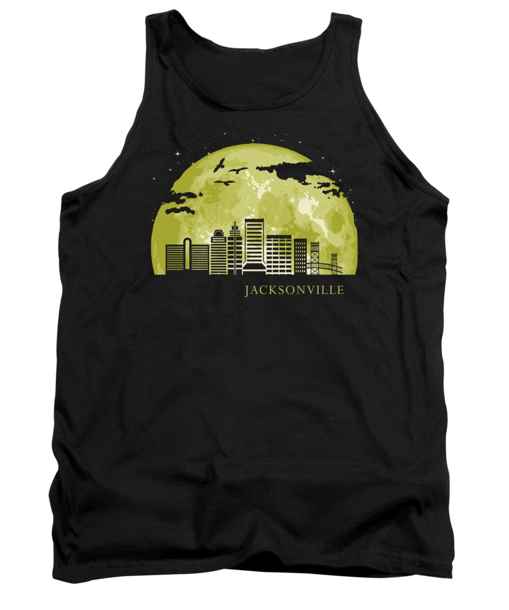 Jacksonville Tank Top featuring the digital art JACKSONVILLE Moon Light Night Stars Skyline by Filip Schpindel