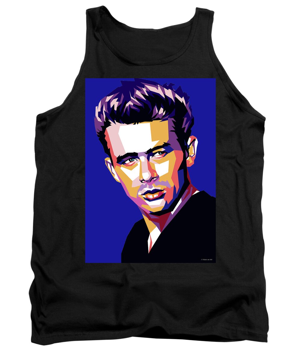 James Dean Tank Top featuring the digital art James Dean geometic art by Movie World Posters