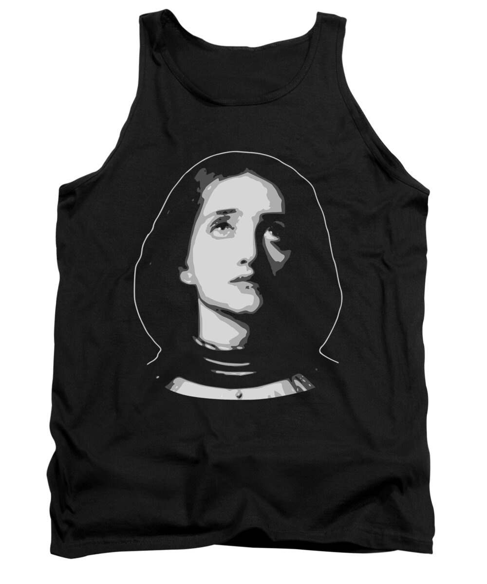 Joan Tank Top featuring the digital art Joan Of Arc Black and White by Filip Schpindel