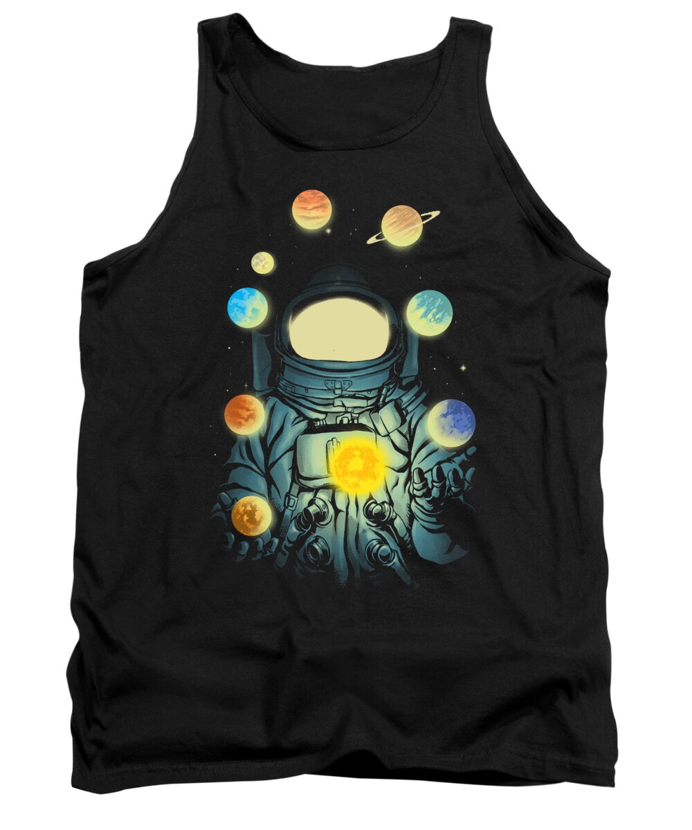 Astronaut Tank Top featuring the digital art Juggling Planets by Digital Carbine