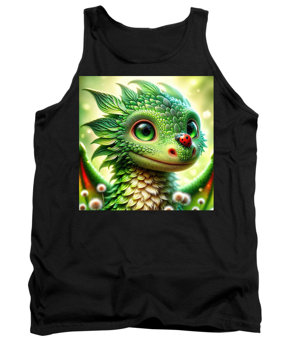 Fantasy Creature Tank Top featuring the digital art Keeper of the Dandelion Fields by Bill And Linda Tiepelman