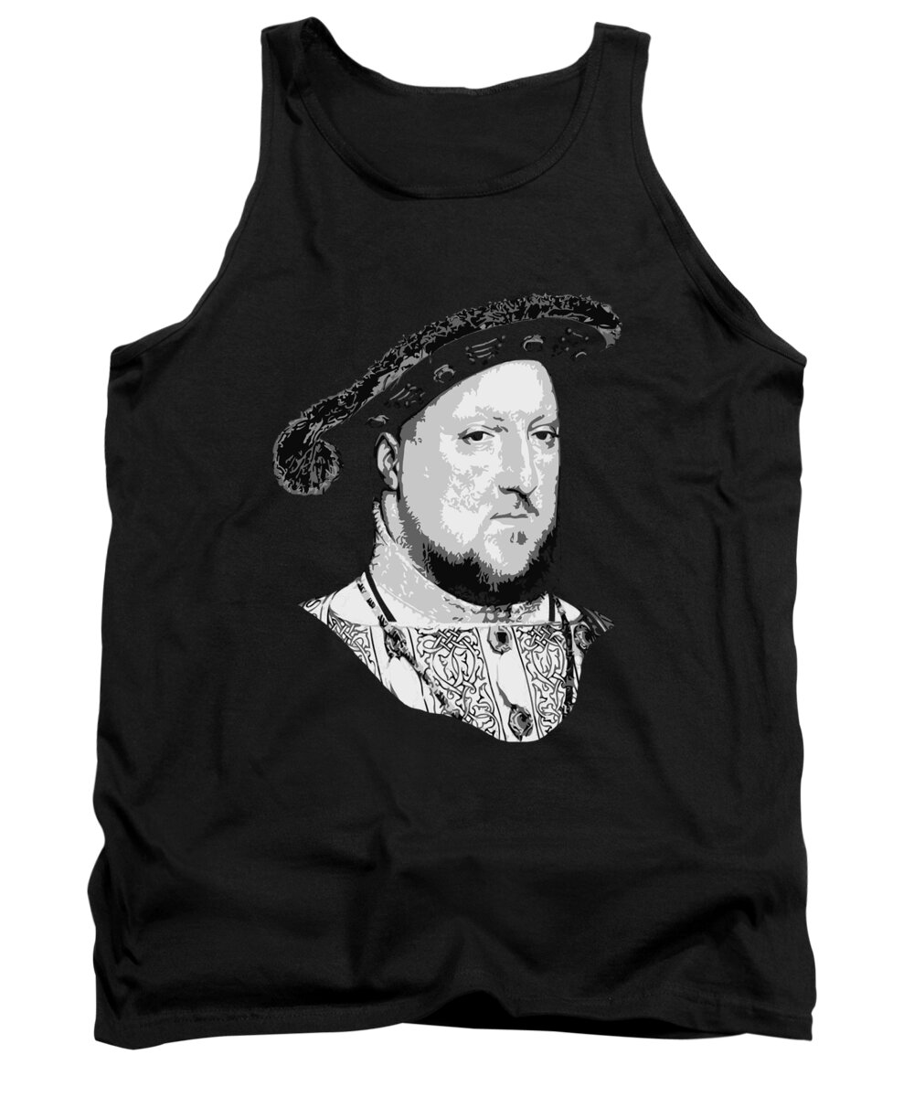 King Tank Top featuring the digital art King Henry VIII Black and White by Filip Schpindel