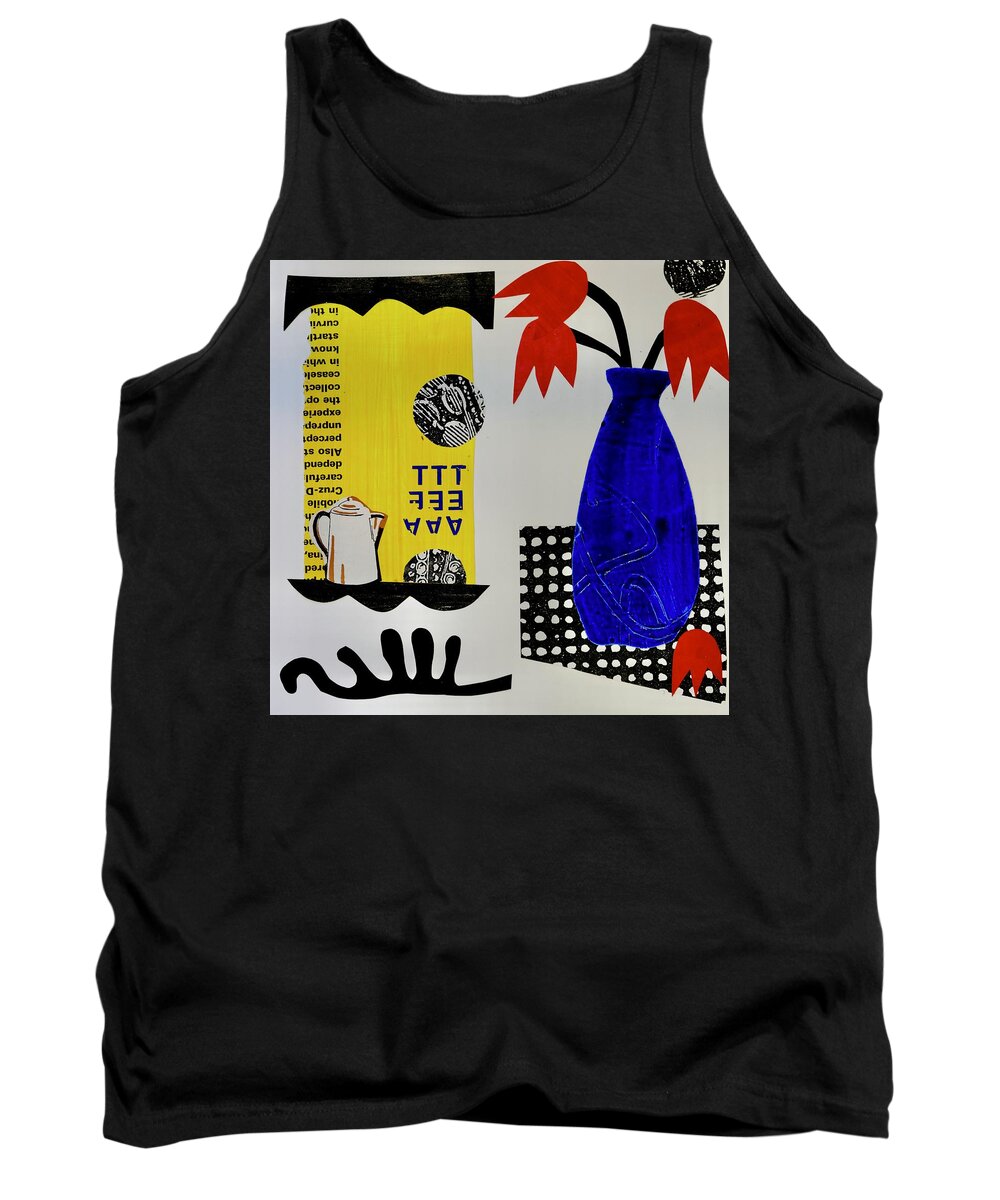 Abstract Tank Top featuring the mixed media Kitchen View by Julia Malakoff