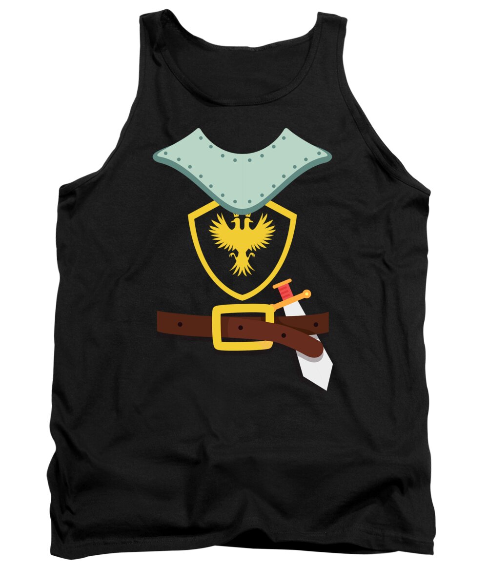 Halloween Tank Top featuring the drawing Knight In Shining Armor Sword Suit Halloween Costume by Noirty Designs
