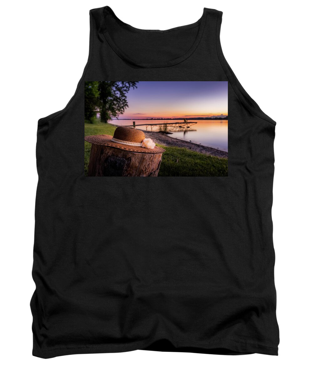 Summer Tank Top featuring the photograph Ladies Sun Hat Sunset by Dee Potter