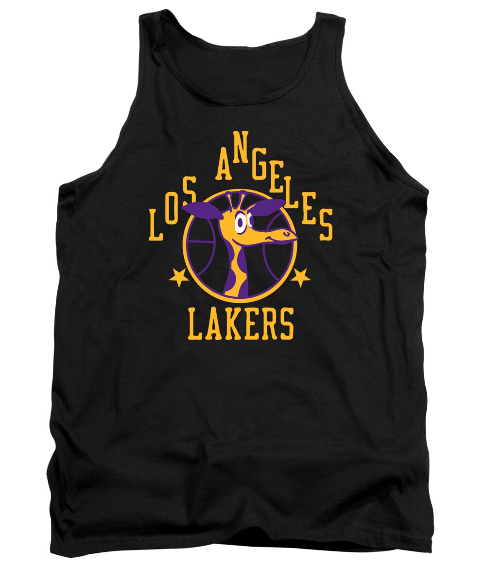 Los Angeles Tank Top featuring the digital art Lakers giraffe city by Jeremy Nash