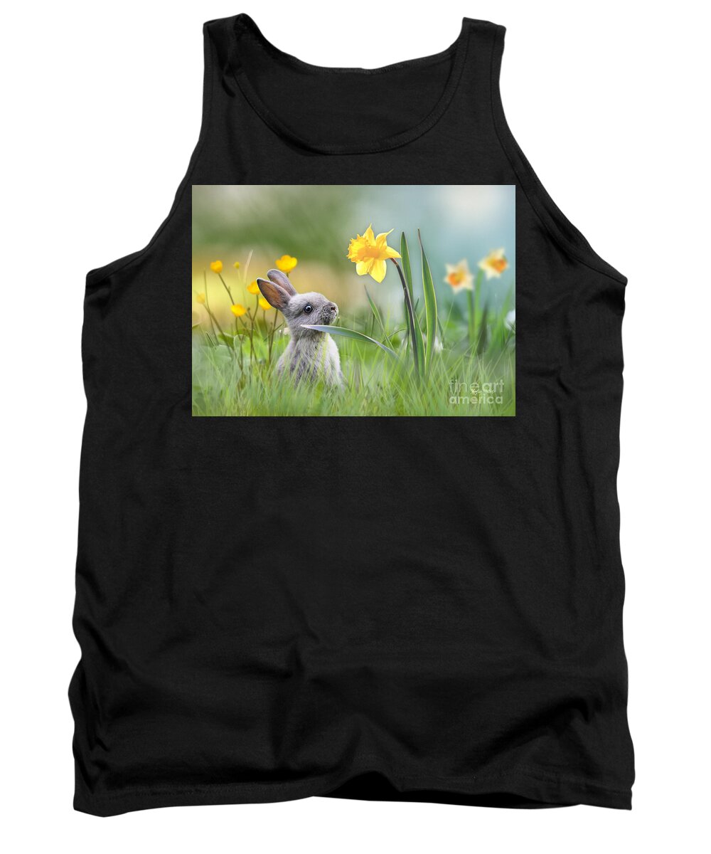 Bunny Rabbit Tank Top featuring the mixed media Little Bunny at Easter by Morag Bates