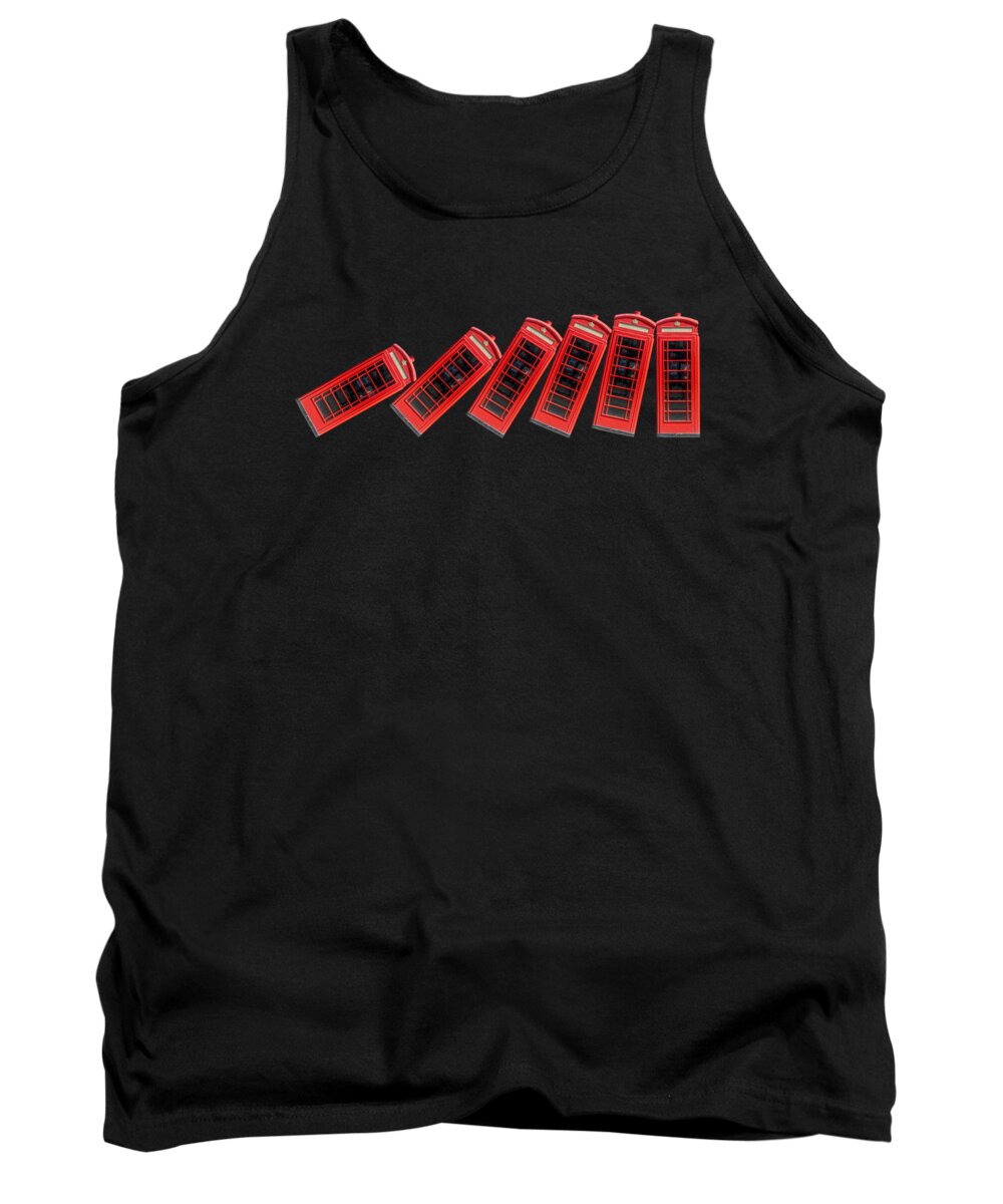 Phone Tank Top featuring the photograph London phone booths, domino effect by Delphimages Photo Creations