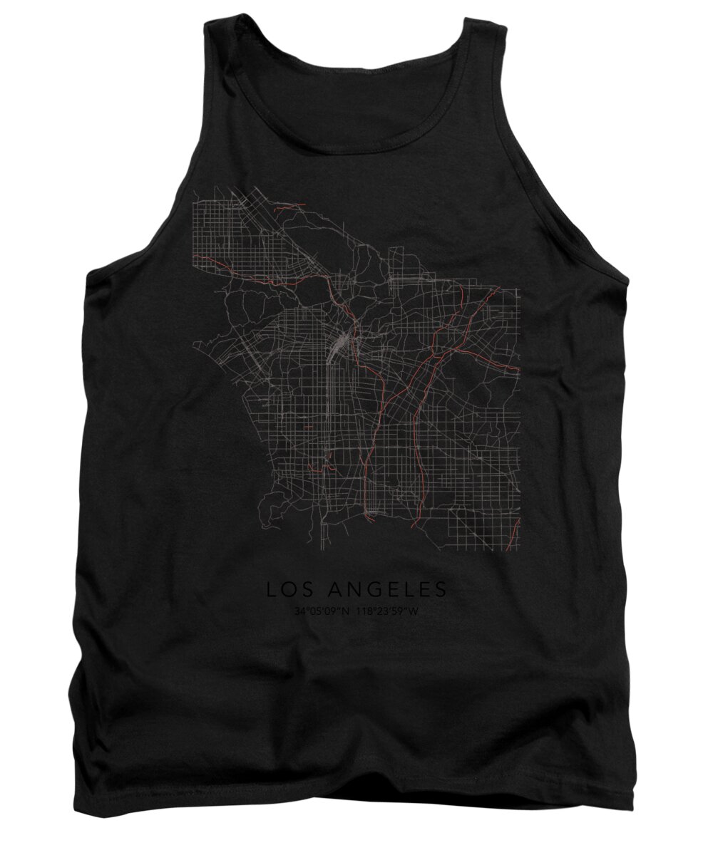 California Tank Top featuring the digital art Los Angeles Map Thriving Arts and Culture Scene by Lotus Leafal