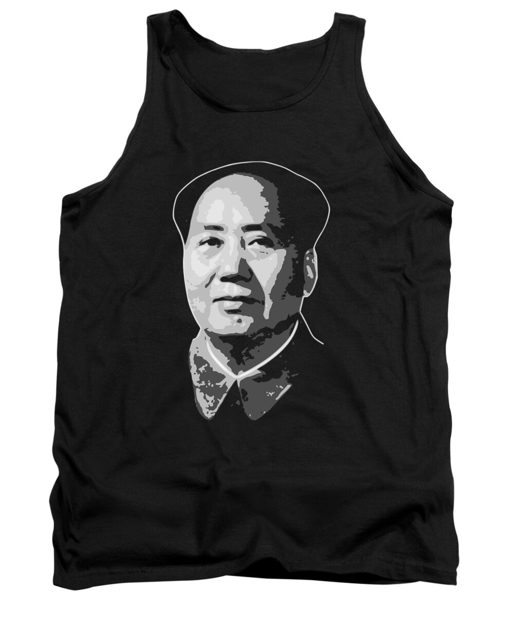 Mao Tank Top featuring the digital art Mao Black and White by Filip Schpindel