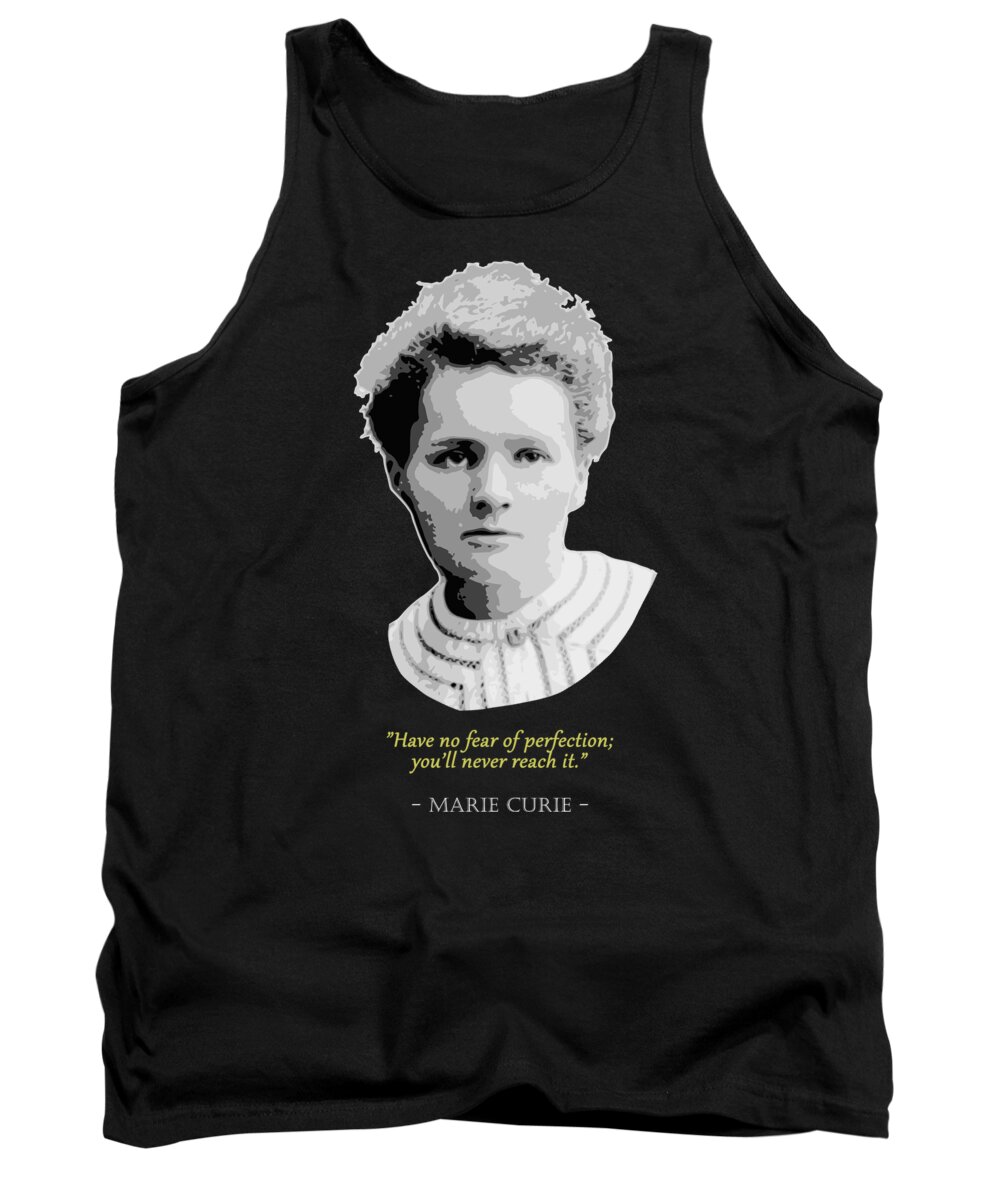 Marie Tank Top featuring the digital art Marie Curie Quote by Filip Schpindel