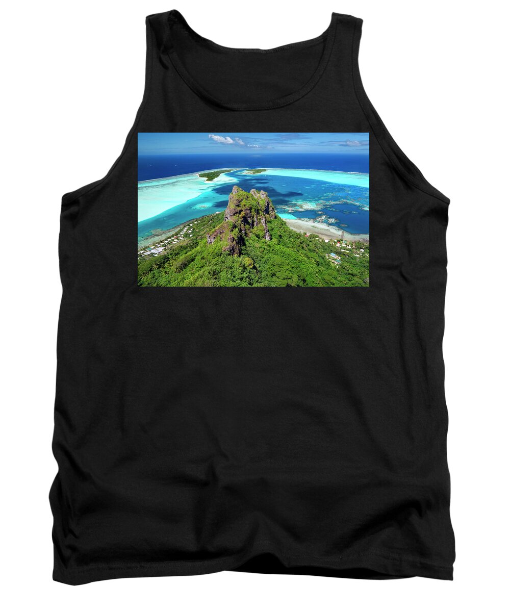 Maupiti Tank Top featuring the photograph Maupiti - view from Mount Teurafaatiu by Olivier Parent